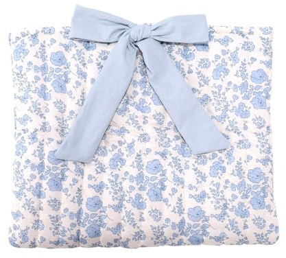 Funda Bíblica Acolchada con Lazo, 32 x 27 cm Poliéster Estampado de Flores Azules Funda Protectora para Libros Bíblicos Ideal Como Regalo Cristiano para Mujeres y Niñas