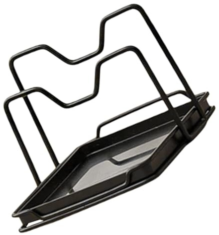 Cabilock Pot Lid Holder and Pan Organiser Rack for Kitchen Cabinet, Black Iron and Ps Material with Convenient Storage and Drip-free Design, Suitable for Apartments and Kitchen Use