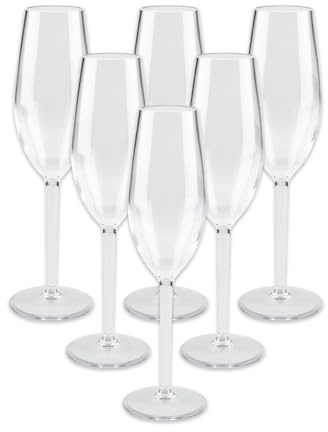 ABENA Gastro Reusable Champagne Glasses, 220ml, Pack of 6, Clear Shatterproof Cups, Dishwasher & Freezer Safe Tumblers, Everyday Use, Restaurants, Bars, Festivals & Outdoor Dining
