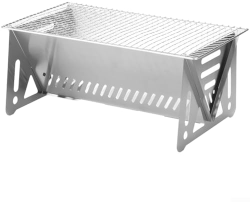 Griglia compatta pieghevole da campeggio e barbecue in acciaio inox con forno a legna per uso esterno leggero e comodo (grande)