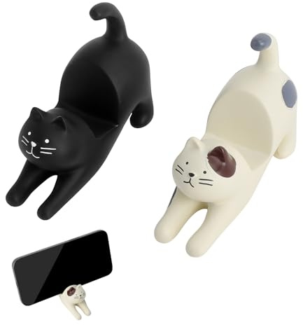 2 PCS Support téléphone Chat Support téléphone Bureau décoratif Support Smartphone Amusant en résine Accessoires Chat Funny Cat Holder Cat Phone Stand pour Bureau et Maison pour Toutes Les Occasions