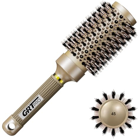 Professionelle Rundbürste mit Keramik- und Negativ-Ionen-Technologie, Bienenwaben-Luftkanal, Gleichmäßige Wärme, für mühelos glattes und knotenfreies Haar, 45 mm, für mittellanges Haar