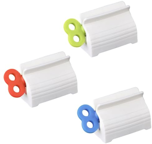Gaomumu 3PCS Toothpaste Squeezer Set, Plastic Rolling Tube Dispenser for Toothpastes, Effortless Space-Saving Tube Roller, Rotate Toothpaste Seat Holder Stand, for Cream, Paint, Hand Cream, Ketchup