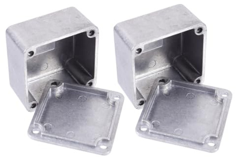 Amosfun Gitarrenpedalbox und Einfacher Montage Aluminium mit Elegantem Design 2 Stück Silberfarbene Robuste Pedalkoffer für Bühnenauftritte und Gitarren Effektpedale