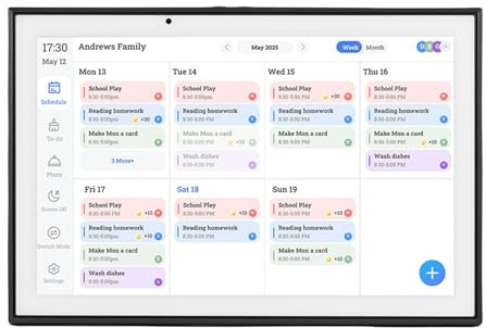 Topiky Calendario Elettronico Intelligente per la Pianificazione Familiare con Touch Screen per Programmi Giornalieri da 10,1 Pollici (Spina UE 100-240 V)
