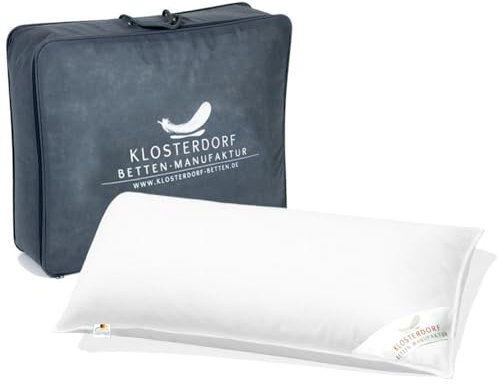 Klosterdorf Bettenmanufaktur Premium Kopfkissen - ''prächtig Deluxe'' - 40x80 cm - 475 Gramm - Handarbeit aus Deutschland - Für einen gesunden Schlaf