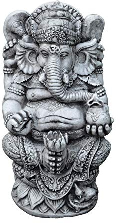 gartendekoparadies.de Massive Große Ganesha Statue Hinduismus Gott aus Steinguss Frostfest Schwarz