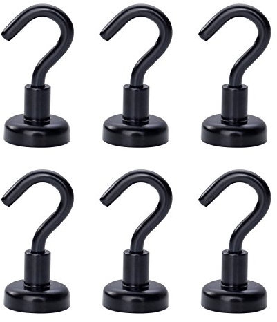 Stabile Magnethaken, magnetische Aufhänger, 5,4 kg Tragkraft, strapazierfähig, schwarz, 6 Stück
