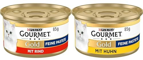 PURINA GOURMET Gold Feine Pastete Katzenfutter nass, Huhn & Rind, 24er Mix-Pack (2 x 12 x 85g)