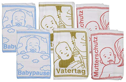 6x Baby Spucktuch Set 100% Baumwolle Mullwindel Stoffwindel Mulltücher Mullwindeln Spucktücher Stoffwindeln Motiv 80x80 Baumwoll Windeln