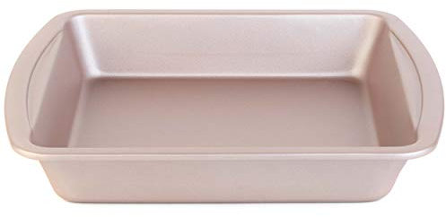 Salter BW07909C Square Pan, 26 cm, Non-Stick Baking Tray, 9 Inch Square Tin, Carbon Steel Oven Tray, PFOA-Free, Bake Delicious Brownies and Cake, Matte Metallic Carbon Steel Champagne Edition