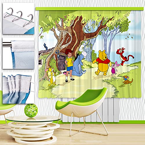 alles-meine.de GmbH 2 TLG. Set Fertigschal - Vorhang/fertig Gardine - - Winnie Pooh - 2X - 90 * 160 cm lang - Blickdicht - Kräuselband - leichte Verdunklung - Fenster/Schie..