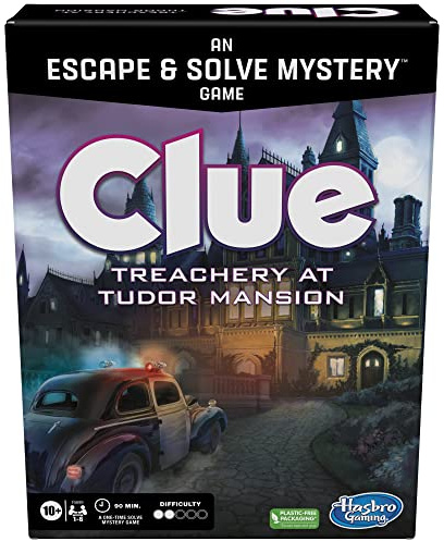 Clue Board Game Treachery at Tudor Mansion, Escape Room Game, Cooperative Family Murder Mystery Games, Ages 10 and up, 1-6 Players