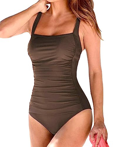 Husmeu Swimming Costume Women Vintage Padded Push Up Tummy Control Swimwear | One Piece Swimsuits Tummy Control Bathing Suits Swimwear
