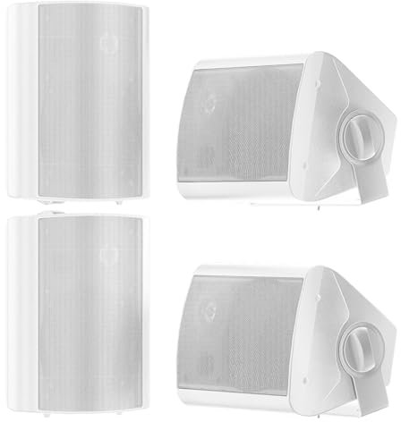 STUDIOFINIX 5.25 Pollici 600W Altoparlanti per Montaggio a Parete Altoparlanti da Esterno per Interni Resistenti alle Intemperie per Patio Garage Home,2 Paia (Bianco)