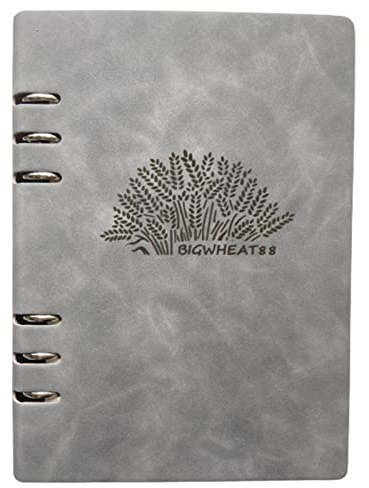 BIGWHEAT88 Spiralblock College Ruled Journal PU Ledereinband Business Journal Perfekt für Büro und Schulbedarf,Gray,A5(173 * 233mm)