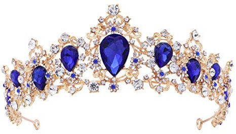 Kichvoe Krone Blau Silber Tiara Blau Für Frauen Hochzeit Haarschmuck Hochzeit Tiara Mit Steinchen Für Braut Braut Haarschmuck