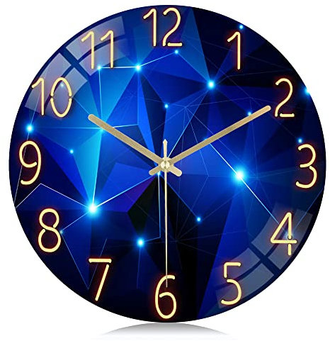 Lafocuse Lautlos Wanduhr Glas, Kreativ Sternenhimmel Stylisch Modern, Qualität Quarzuhr Ohne Ticken Deko für Wohnzimmer Schlafzimmer Küche 30cm