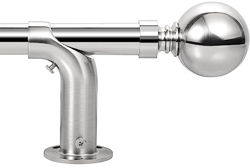 Darkening Curtain Pole Extendable 70-120cm(28-48), Dia 22/25mm Adjustable Blackout Curtain Rod with 60mm Metal Ball Finials for eyelet curtains, Heavy Duty Decorative Windows Rods Brushed Nickel
