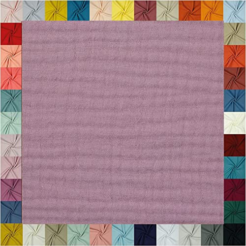 Hochwertiger Musselin Stoff Meterware - weicher Baumwollstoff für Kleid Baby Decke Tuch Tagesdecke Bettwäsche ÖkoTex Double Gauze uni Baumwollstoffe Dekostoff Stoffe zum Nähen Meterware 0,5m (flieder)