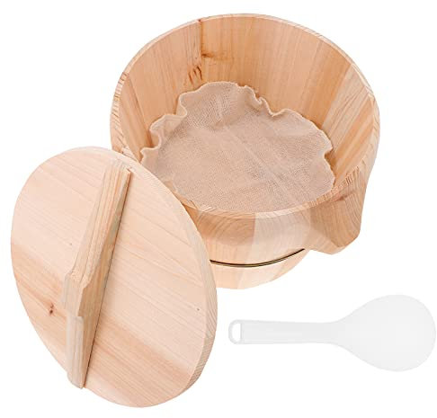 Alipis 1 Set Riso al Vapore per La Cottura a Vapore in Padella da Tavola a Cuociriso in Legno Piroscafo Cinese con Manico Sushi di Legno Ciotola di