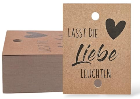 Generisch Anhänger für Wunderkerzen & Knicklichter Hochzeit - Kraftpapier Etiketten Vintage mit schwarzem Druck Lasst die Liebe leuchten - Gastgeschenke & Hochzeitsdeko Hangtags