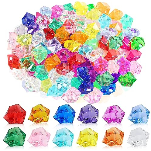 ZIOYA 125 Stück Diamanten Kinder Groß Edelsteine für Kinder Gemischte Farbe Acryl Diamant Edelsteine Set Kristalle Kinder Diamanten Deko für Hochzeit Tischdeko Kunsthandwerke Deko (22x16mm)