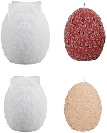 Silikon Kerzenform Kerzen,2 Stück Ostern Ei Kerzenform Silikon, Kerzenformen zum Gießen Blume Ei 3D Ostereier Kerzengießformen DIY Kerzen Silikonform Fondant für Duftkerze Valentinstag Heimdekoration