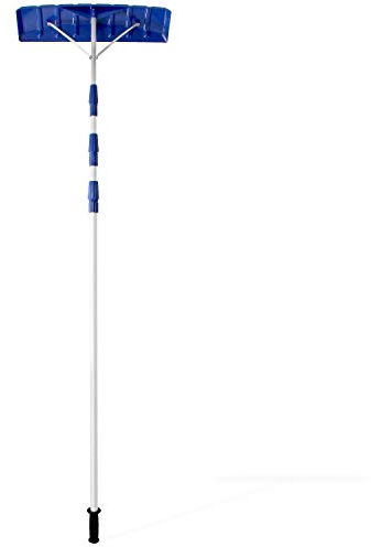 ANSNOW Teleskop-Schneeschaufel, Dachrechen, 6,3 M Verlängerung, Poly-Schneeschaufel Zum Reinigen Von Dachschnee, Blau