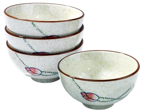 Swlthwen Japanese Ceramic Rice Bowl Set of 4, Small Porcelain Bowls