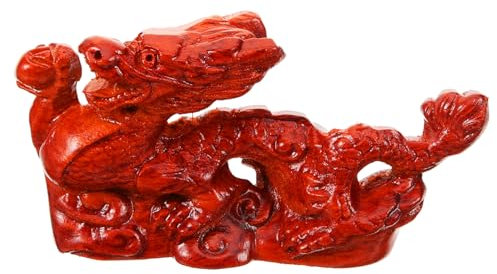 PRETYZOOM Holz-Drache Chinesische Drachenstatue Tierkreiszeichen-Drache Dekoration Drachenskulptur Tisch-regaldeko Chinesische Drachendeko Kunsthandwerksfigur Standfuß Für Zimmern Büros Gard