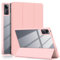Yiernuo Custodia per Xiaomi Redmi Pad SE 11 Pollici Tablet,Traslucido Cover con Funzione Supporto e Auto Sveglia/Sonno,Rosa