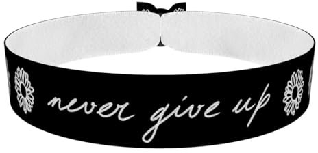 Never give up Stoffarmband - Motivationsarmband für mehr Motivation - Handgefertigt - Tägliche Affirmationen - Verstellbar & Wasserfest