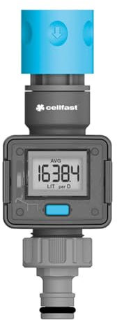 Cellfast Ideal 52-098 Wasserdurchflussmesser,Wassermengenzahler, Wasserzähler - Präzise Kontrolle und effiziente Wassernutzung im Garten, IPX6