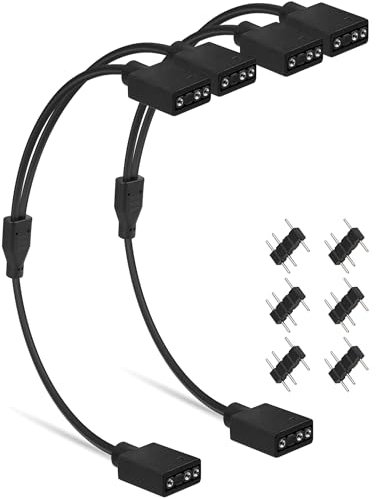 upHere gaming Cable divisor ARGB 1 a 2,fan splitter y fan hub,cable de extensión RGB direccionable de 3 pines y 5 V, sincronización LED ARGB para enfriador de CPU y ventiladores PC ARGB de 5 V