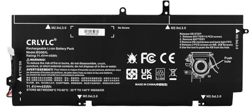 CRLYLC 45Wh BG06XL Batteria per HP EliteBook Folio 1040 G3 Energy Star Series Notebook 804175-181 804175-1B1 804175-1C1 805096-001 805096-005 BG06045XL HSTNN-IB6Z HSTNN-Q99C Battery 11.4V