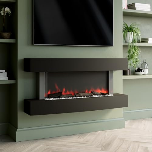 Amberglo Black 47inch Wall Mounted Electric Fireplace