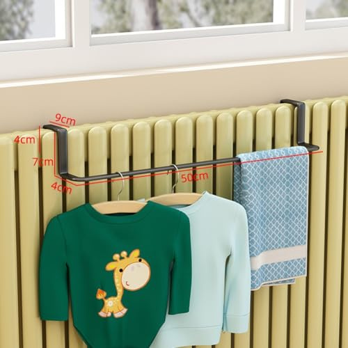 1 Pcs Towel Rail Radiator Radiator Airer Metal Radiator Heater Indoor Clothes Airer Dryer Laundry Towel Rail Rack Hanger Holder Horse Stand Bar (Black-Large)