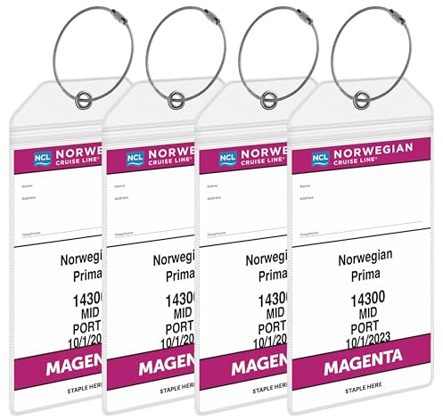 Norwegian (NCL) Kofferanhänger [4er-Pack] – Wasserfest & Robust aus Transparentem PVC – Gepäckanhänger für Norwegian Cruise Line Kreuzfahrten 2026, 2027, 2028 – Kreuzfahrt Zubehör