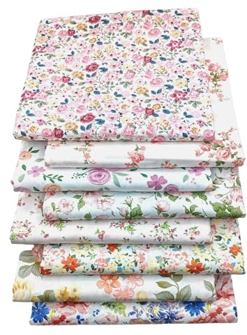 Paket med 8 bomullstyger för patchwork, 50 x 50 cm, flerfärgade, för syning, scrapbooking och hantverk (rosa)