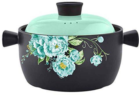 Msuiiixcccc Deep Clay Pot with lid and Handle Slow-Cooking Heat-Resistant Ceramic Coated Casserole bibimbap Non-Stick Soup Pot F 5.3Quart (E 3.17Quart) (H 5.3Quart)