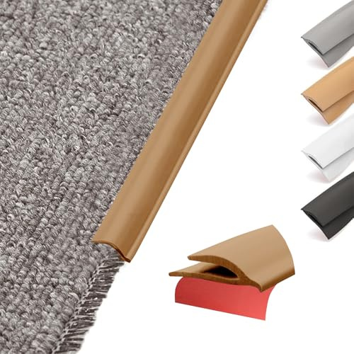 Flexibel PVC övergångsprofil självhäftande mattor kant – skärbar matta och golv övergångslist från matta till kakel vinylgolv laminat slutlister avslutningsprofil (brun, 10 m)
