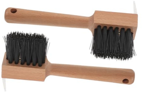 Mikikit 2stücke Hufkratzer mit Bürste für Pferde Ergonomischer Holzgriff Effektive Reinigung und Pflege der Hufe Widerstandsfähiges Material für Langlebigen Gebrauch