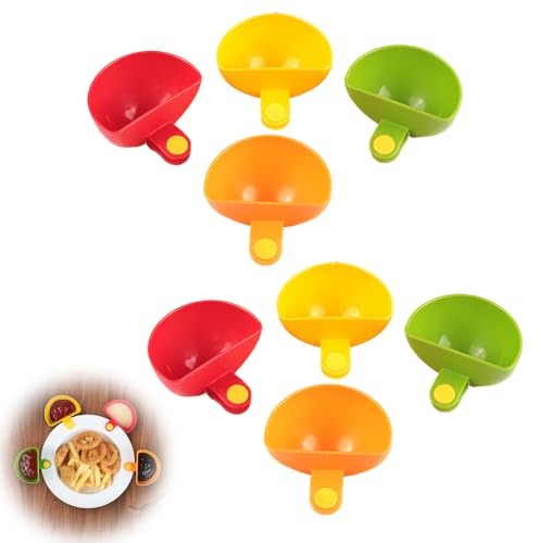 FeiFanChoice Plate Clip-on Holder, 8Pcs Dip Clips for Plates, Dish Chip Bowl on Sauce Pots with 4 Colors for Tomato Sauce Kitchen Gadgets