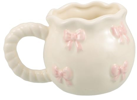 Keramik Cup mit Schleife, Kreative 3d Tasse für Kaffee | Weiße Keramik, Moderate Kapazität, Vielseitig Nutzbar, für Büro und Café im Kreativen Design