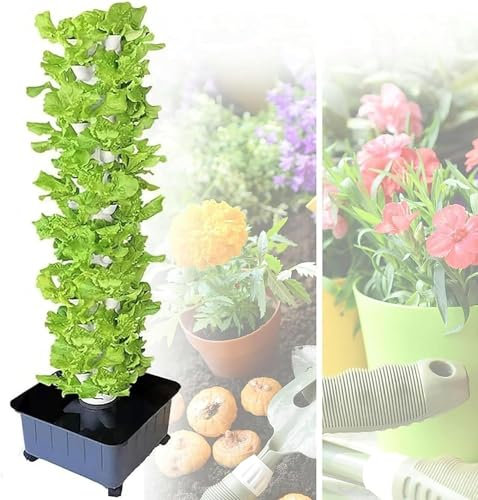 WJYTDHIQS di Coltivazione acquaponica, 15 Piani 45 Fori di Coltivazione acquaponica, Tazze di colonizzazione in PP Rimovibili Serra agricola, Kit di Coltivazione aeroponica a Torre da Giardino
