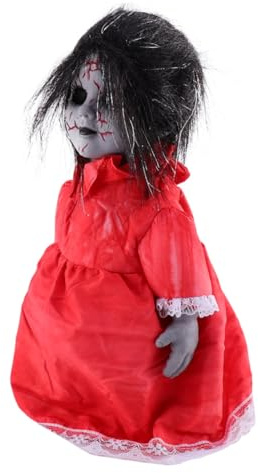 GARIOUANS Halloween Voice Aktivierte Induktionspuppe Gruselige Leuchtende Laufende Requisite für Haunted House Party Halloween Deko mit Sound und Bewegungssensor ohne Batterie