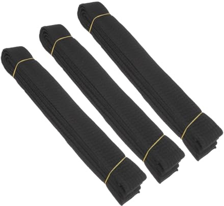Toyvian Set 3 Cinture da Taekwondo in Cotone Nero 280Cm – Cinture per Allenamento Karate Judo e Arti Marziali – Marcatura Livello per Ragazzi e Adulti Fasce Resistenti per Uniformi e