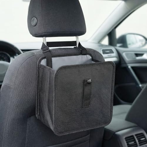 Gykutix Auto Mülleimer Tragbarer Wasserdichter Auslaufsicherer Mülleimer Auto Hängender Faltbarer Multifunktionaler Abfalleimer mit Verstellbaren Riemen für SUV LKW Minivan Kofferraum Organizer