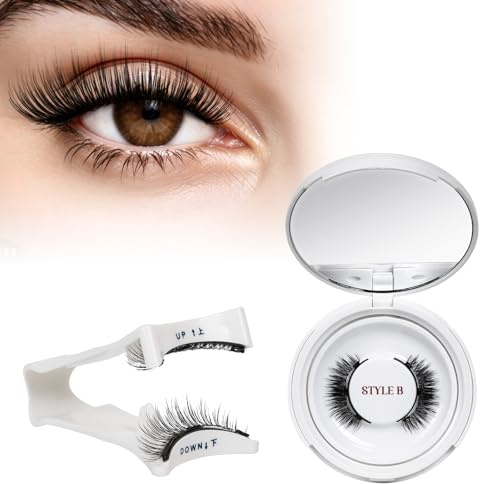Faux Cils Magnetique, Cils Magnetique Naturel Réutilisables avec Applicateur, Aucune Colle Nécessaire QUEWEL Faux Cils Magnetique facile à porter et à enlever avec instructions (Set-StyleB)